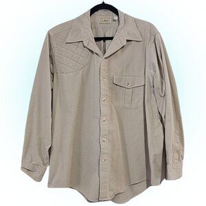 L.L. BEAN VTG SHOOTERS MENS PADDED COTTON LONG SLEEVE SHIRT MADE IN USA EUC L